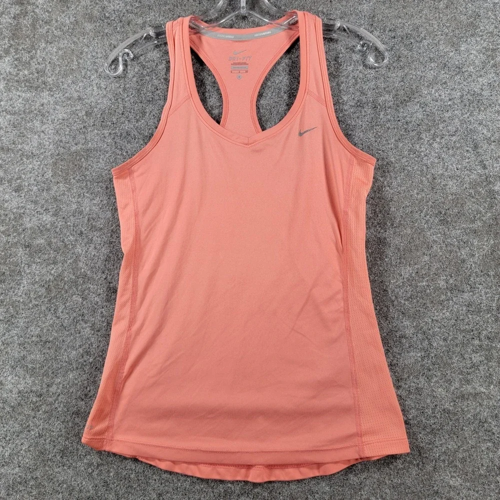 Nike Running Dri-Fit Racerback Tank Top Womens S Coral Lightweight Activewear